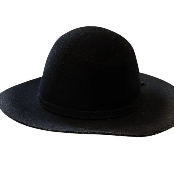 FEDORA Hat Black Wool Vintage Felted Bohemian Round Dome - Picture 5 of 9